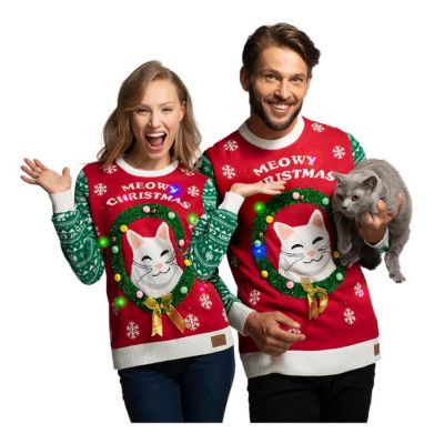 Meowy Christmas LED Jultröja - Large
