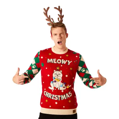 Meowy Christmas LED Jultröja - Small