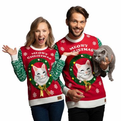 Meowy Christmas LED Jultröja - XX-Small