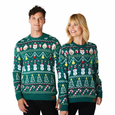 Randig Grön Jultröja - Large