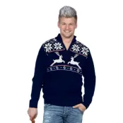 Ren Blå Jultröja med Zip - Small