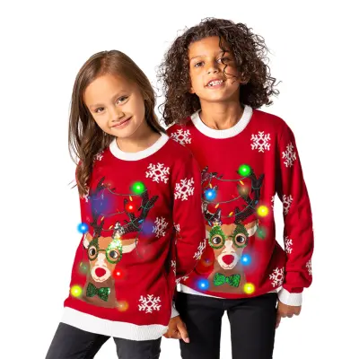 Rudolf LED Jultröja för Barn - 6-8 år (122/128)