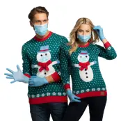 Snögubbe med Munskydd Jultröja - Small