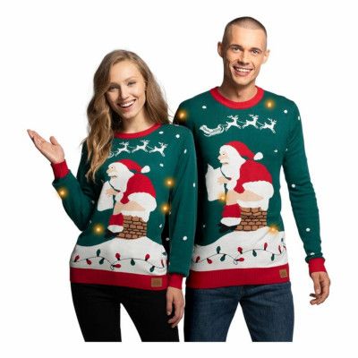 Tomte på Skorsten LED Jultröja - XXX-Large