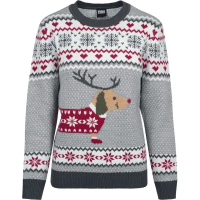 Urban Classics Christmas jumper - Sausage Dog Jultröja dam - XS 5XL - för Dam - grön/vit/röd