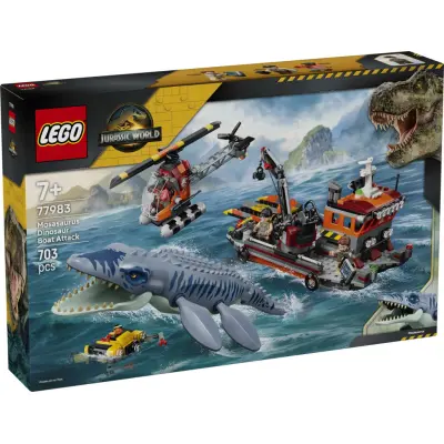 LEGO® Jurassic World Dinosaurieattack med båt och mosasaurus 77983 - LEGO -  Leksaksaffären