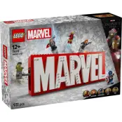 LEGO MARVEL logotyp och minifigurer 76313