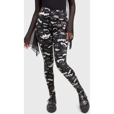 Killstar - Gothic Leggings - The Lost Boys - The Lost Boys Leggings - XS 4XL - för Dam - svart/vit
