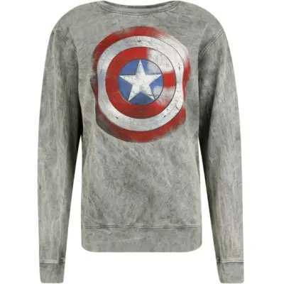 Captain America - Marvel Sweatshirt - Vintage Shield - S XXL - för Dam - grå