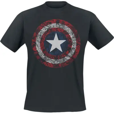 Captain America - Marvel T-shirt - Comic Shield - S XXL - för Herr - svart