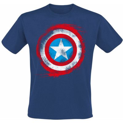 Captain America - Marvel T-shirt - Shield Logo - S XXL - för Herr - marinblå