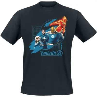 Fantastic Four - Marvel T-shirt - Group Blue Grid - S XXL - för Herr - svart