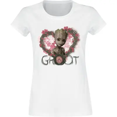 Guardians Of The Galaxy - Marvel T-shirt - Heart Flowers - XS M - för Dam - vit