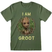 Guardians Of The Galaxy - Marvel T-shirt - I Am Groot - Seventies Style - S L - för Herr - oliv