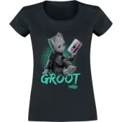 Guardians Of The Galaxy - Marvel T-shirt - Neon Groot - S XXL - för Dam - svart