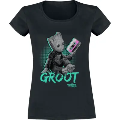 Guardians Of The Galaxy - Marvel T-shirt - Neon Groot - S XXL - för Dam - svart