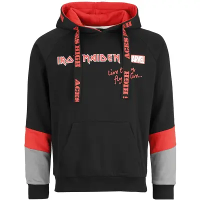Iron Maiden - Marvel Luvtröja - Iron Maiden x Marvel Collection - M XXL - för Herr - svart/grå/röd