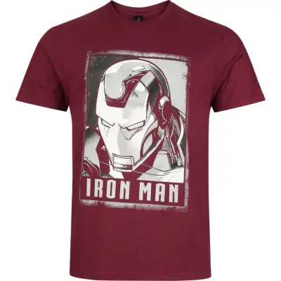 Iron Man - Marvel T-shirt - Head - S XXL - för Herr - mörkröd