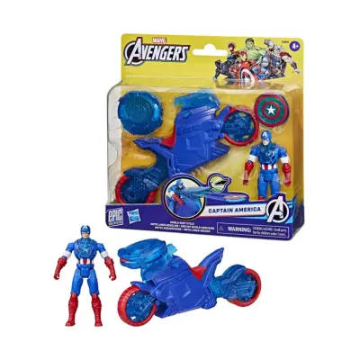 Marvel Avengers: Epic World of Action - Captain America Shield-Shot Cycle Vehicle 4 Figure