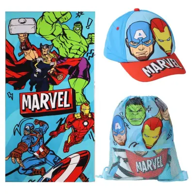 Marvel Avengers towel + bag + cap set