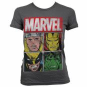 Marvel Distressed Characters Girly T-Shirt Mörkgrå