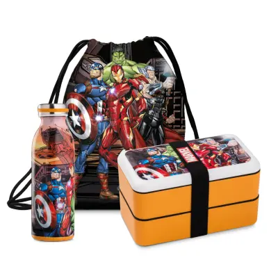Marvel - Set - Bottle + Lunch Box + String Bag - Avengers
