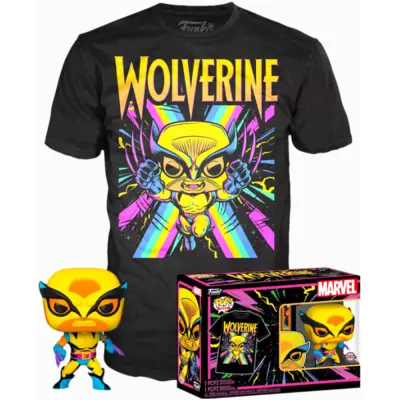 POP Set & Tee Marvel Wolverine Black Light