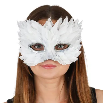 Ögonmask Venetian Fjädrar Vit - One size