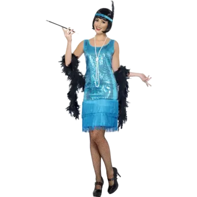 20-tal Flapperklänning Maskeraddräkt Dam Turkos XL