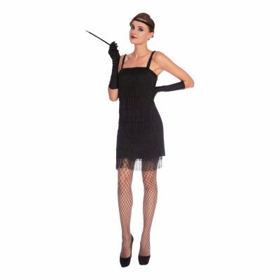 20-tals Flapperklänning Svart Maskeraddräkt - Large