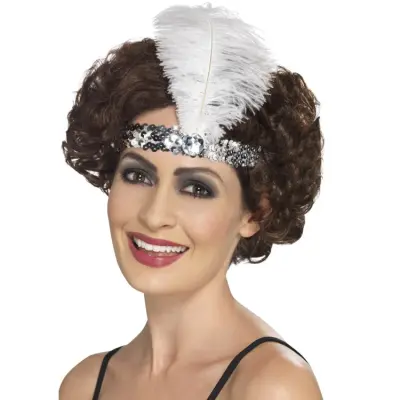 20-tals Hårband med Fjäder Silver
