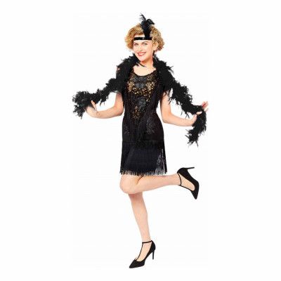 20-tals Svart Flapperklänning Maskeraddräkt - Medium/Large