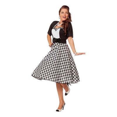 50-tals Brud Svart/Vit Maskeraddräkt - Small