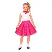 50-tals Kjol med Scarf Rosa för Barn - One size