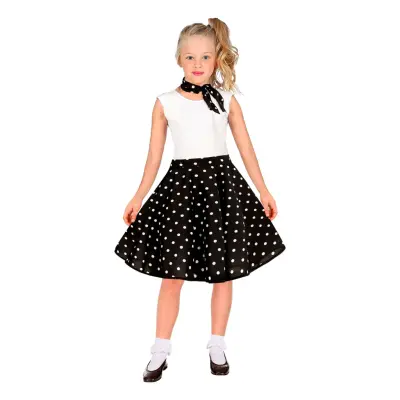 50-tals Kjol med Scarf Svart för Barn - One size