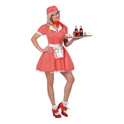 50-tals Servitris Klänning Maskeraddräkt - Small