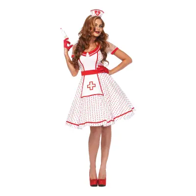 50-tals Sjuksköterska Deluxe Maskeraddräkt - Small/Medium
