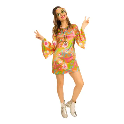 60-tals Groovy Klänning Maskeraddräkt - Medium