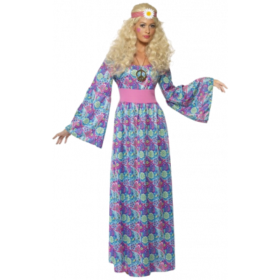 60-tals Hippie Flowerpowerklänning M