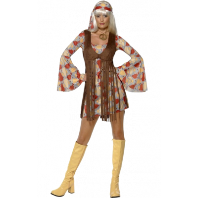 60-tals Hippieklänning Groovy Baby Maskeraddräkt Dam S