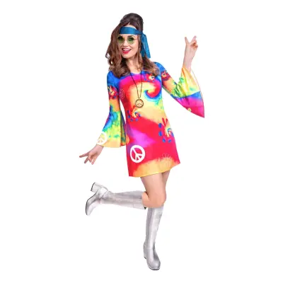 60-tals Hippieklänning Maskeraddräkt - Medium