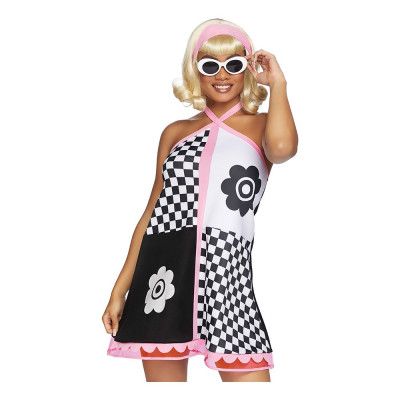 60-tals Rutig Klänning Maskeraddräkt - Small/Medium