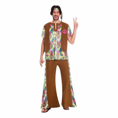 60-tals Psychedelic Hippie Man Maskeraddräkt - Medium