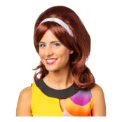 70-tals Brun Peruk med Hårband - One size