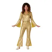 70-tals Disco Dam Guld Maskeraddräkt - Large