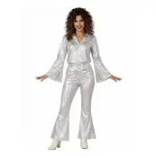 70-tals Disco Dam Silver Maskeraddräkt - Large