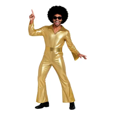 70-tals Disco Herr Guld Maskeraddräkt - Medium