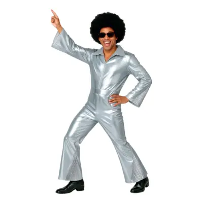 70-tals Disco Herr Silver Maskeraddräkt - Large