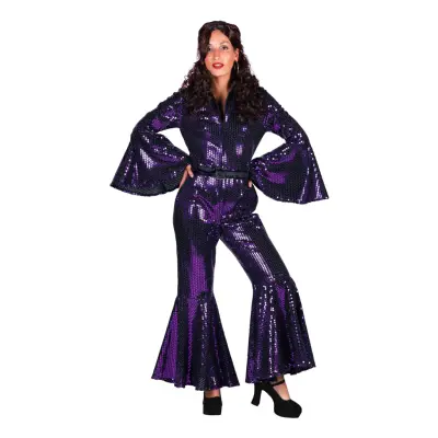 70-tals Disco Jumpsuit Lila Maskeraddräkt Deluxe - XX-Large