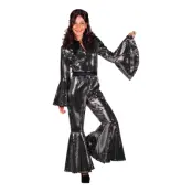70-tals Disco Jumpsuit Silver Maskeraddräkt Deluxe - Medium